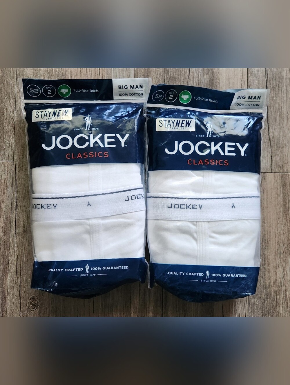 Jockey Big Mans Classics Briefs size 52 White 2 Pack (2) New Y-front fly